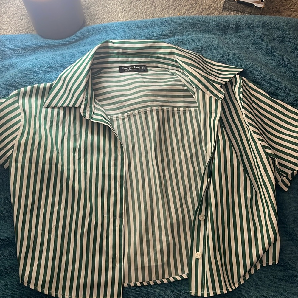 Green and white shirt